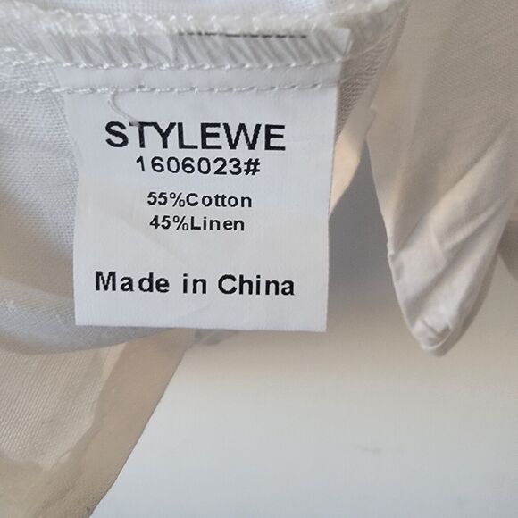 stylewe fashin shrit womens size xl  white button up linen blend - Picture 8 of 8